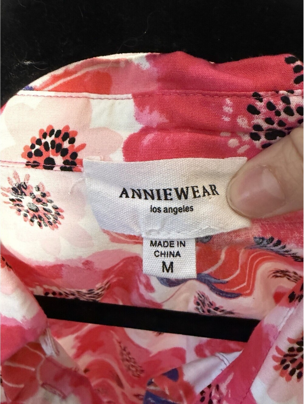 Anniewear Los Angelos Pink Floral Collared Cotton Tunic Billow Blouse Medium - Picture 5 of 8